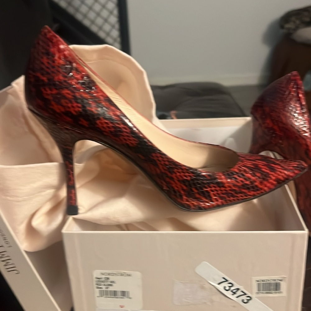 Jimmy Choo red python pumps size 37